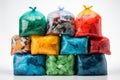 Plastic bottles pile  on white background for recycling and waste management concept Royalty Free Stock Photo