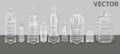 Plastic bottles set. Empty realistic plastic bottle. Vector illustration of a 3d transparent bottle with a blank sticker Royalty Free Stock Photo