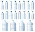 Plastic bottles. Water cooler bottle, PET package for liquids and soda drink beverage vector illustration set Royalty Free Stock Photo