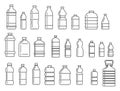 Plastic bottles for water outline icons set Royalty Free Stock Photo