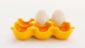 plastic box for eggs with 2 egss isolated on white, Royalty Free Stock Photo