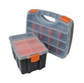 Plastic boxes and containers for storing and carrying tools and various little things Royalty Free Stock Photo