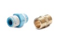 Plastic and Brass Fittings for Pipe Royalty Free Stock Photo