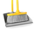 Plastic broom and dustpan on white background Royalty Free Stock Photo