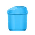 Plastic bucket with handle and lid. Realistic trash bin container. Blue dustbin or basin for water