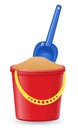 Plastic bucket and shovel vector illustration Royalty Free Stock Photo