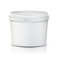 Plastic Bucket Vector. Realistic. Empty Clean. White Plastic Bucket For Dessert, Yogurt, Ice Cream, Sour Sream.