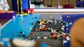 Colorful building blocks for children on the floor to play Royalty Free Stock Photo