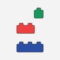 Plastic building blocks. Colored constructor toy. Vector illustration.