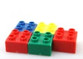 Plastic building blocks isolated on white background Royalty Free Stock Photo