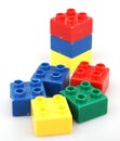 Plastic building blocks isolated on white background Royalty Free Stock Photo