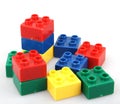 Plastic building blocks isolated on white background Royalty Free Stock Photo