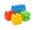 Plastic building toy blocks isolated on white background Royalty Free Stock Photo