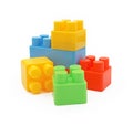 Plastic building toy blocks isolated on white background Royalty Free Stock Photo