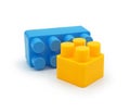 Plastic building toy blocks isolated on white background Royalty Free Stock Photo