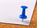 The plastic button with a needle stuck in an iron sheet of white Royalty Free Stock Photo