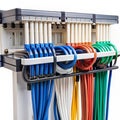 Plastic cable management system for organizing wires Royalty Free Stock Photo