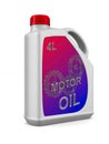 Plastic canister motor oil on white background. Isolated 3D