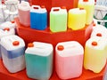 Plastic cans with color liquids