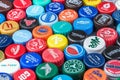 plastic caps from different drinks, from beer, soda, cola, mineral water