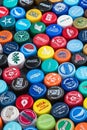 plastic caps from different drinks, from beer, soda