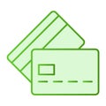 Plastic cards flat icon. Credit cards green icons in trendy flat style. Payment gradient style design, designed for web