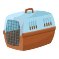 Plastic carrier for animals. Vector color isolated illustration in cartoon style. Royalty Free Stock Photo