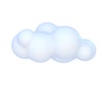 Plastic cartoon blue cloud, abstract icon, render