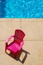 Plastic chair and blue pool