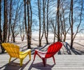 Plastic chaise lounges for relaxing Royalty Free Stock Photo