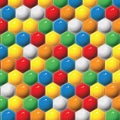 Plastic children's hexagon mosaic. Vector background.