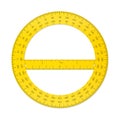 Plastic circular protractor with a ruler