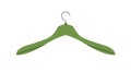 Plastic clothes hanger with hook. Empty accessory for storing apparel, hanging top garment in cloakroom. Storage rack