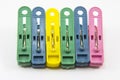 Plastic Clothes Pegs isolated on White Background Royalty Free Stock Photo