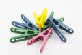 Plastic Clothes Pegs isolated on White Background Royalty Free Stock Photo