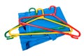 Plastic clotheshangers with clothes Royalty Free Stock Photo