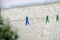 Plastic clotheslines with water drops after rain Royalty Free Stock Photo