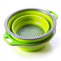 Plastic collapsible food strainer with a space-saving design Royalty Free Stock Photo