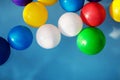 Plastic colored balls in the children`s pool
