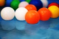 Plastic colored balls in the children`s pool