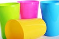 Plastic colorful cups close up Royalty Free Stock Photo