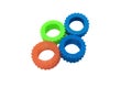 Plastic Colorful Nuts printed by 3D Printer order like Gear on White