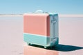 Plastic colorful suitcase for travel. Summer vacation and leisure concept created with ai generative tools Royalty Free Stock Photo