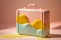 Plastic colorful suitcase for travel. Summer vacation and leisure concept created with ai generative tools Royalty Free Stock Photo