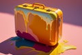 Plastic colorful suitcase for travel. Summer vacation and leisure concept created with ai generative tools Royalty Free Stock Photo
