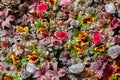 Plastic colourful flowers. Background texture Royalty Free Stock Photo