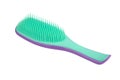 Plastic comb of green and purple color, massage brush, isolated on a white background Royalty Free Stock Photo