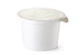 Plastic container for dairy foods with foil lid Royalty Free Stock Photo