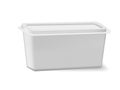 Plastic container for food products butter, margarine, melted cheese, etc. on a white background with realistic shadows.