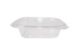 Transparent plastic container isolated on a white background. Capacity for products. Royalty Free Stock Photo